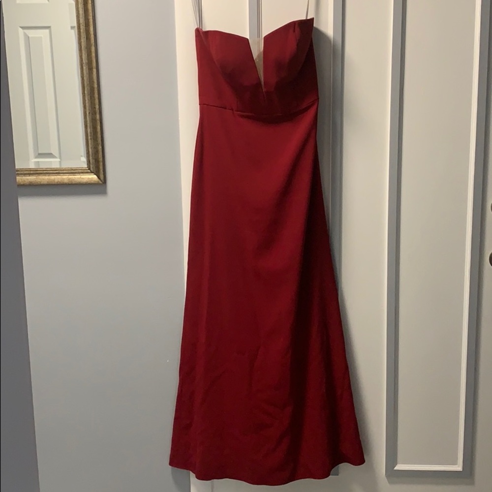 Red/Maroon strapless dress by Dressy Group